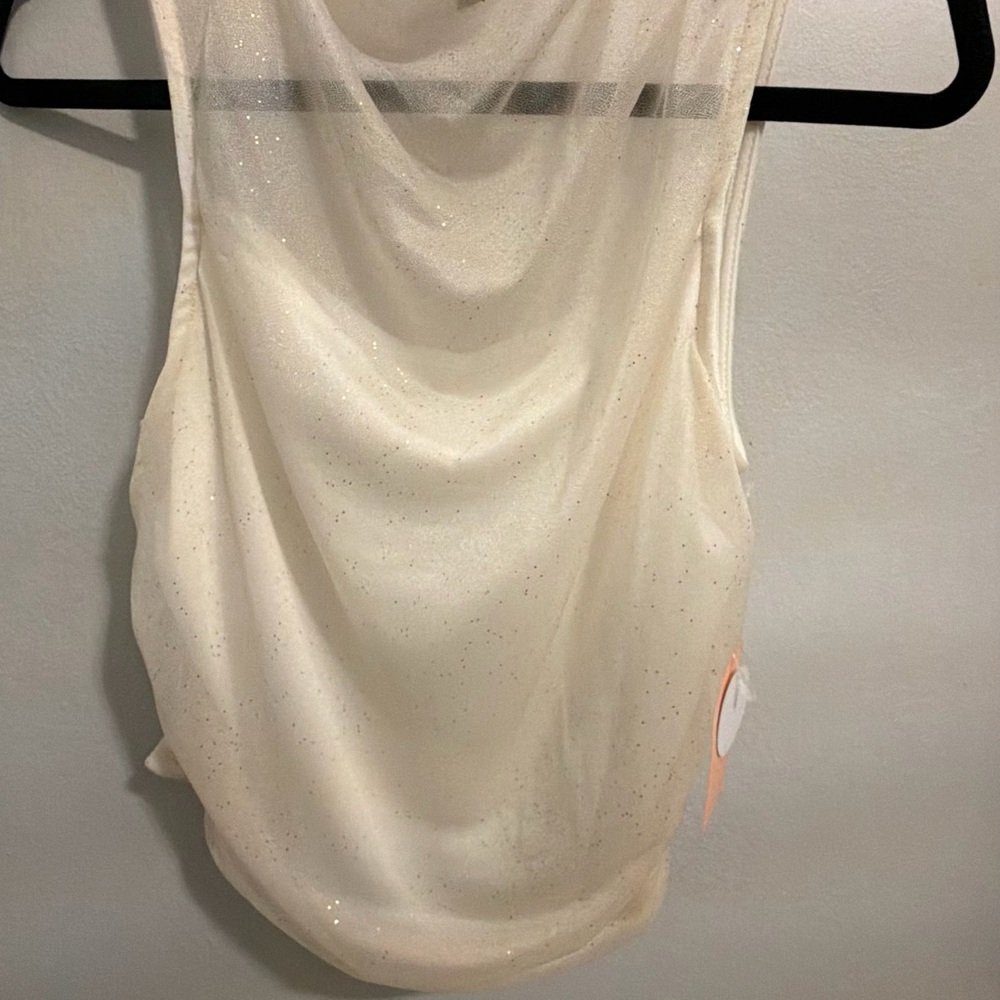 Shimmering Cream Sleeveless Blouse
